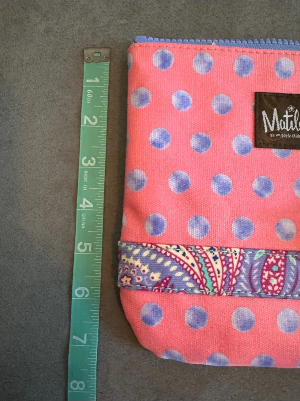 Matilda Jane Cosmetic Bag / Pouch - Pink with Purple Polka Dots